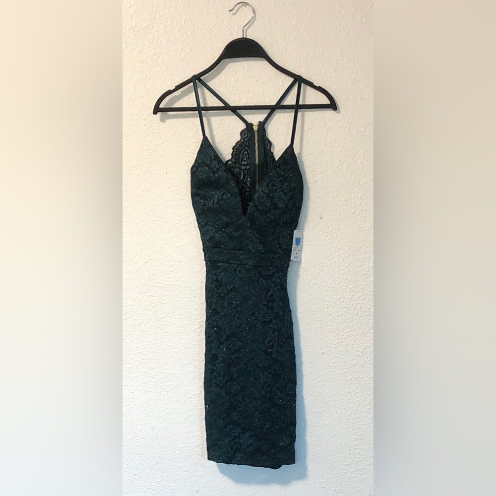 Windsor Dark Teal Lace Strappy Mini Dress